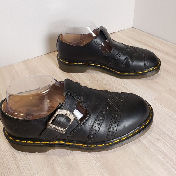 Doc Martens 8065 Mary Jane Black Leather Shoes Women’s Size 6 Vtg 90s Double - Picture 7 of 10